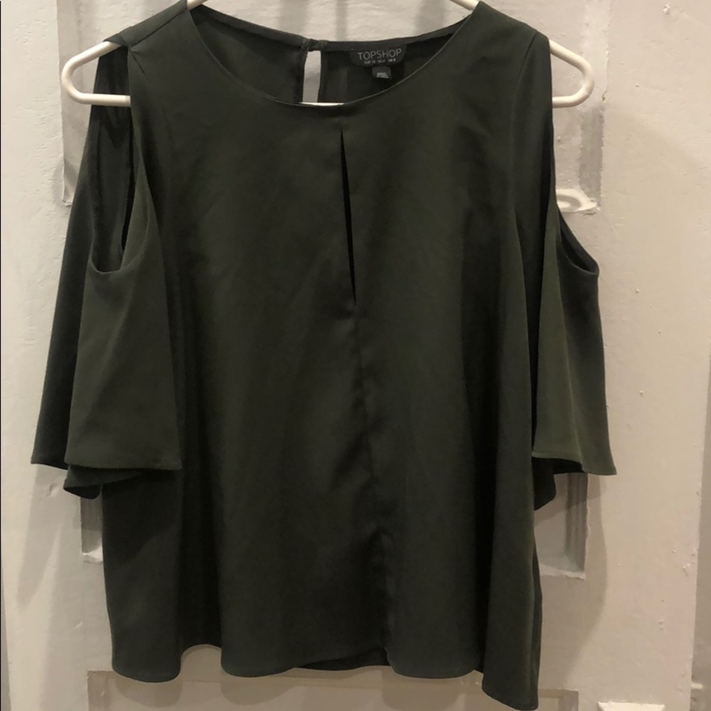 Topshop dark green blouse with cutouts